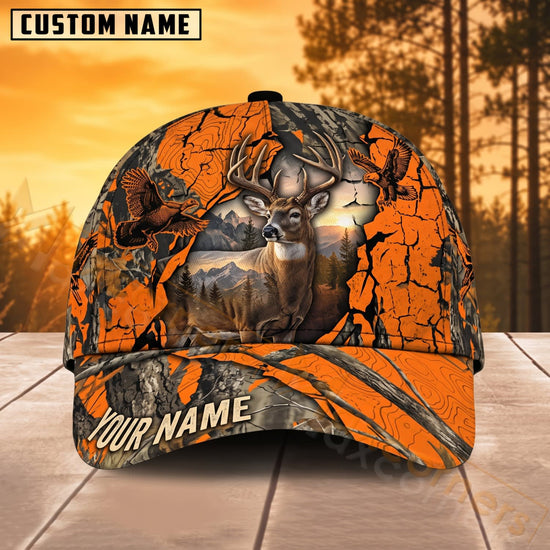 Maxcorners Moose Hunting Orange Crack Camo Personalized Name 3D Cap