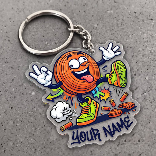 Maxcorners Clay Shooting Funny Cartoon Walking Clay Target Customized Name 3D Keychain And Ornament