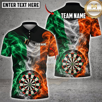 Maxcorners Darts Ireland Flag Fiery Dartboard Personalized Name 3D Unisex Shirt
