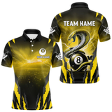 Maxcorners Personalized Thunder Lightning Cobra Snake Men Billiard Shirts, 8 Ball Billiard Team Jersey|Yellow LM1805