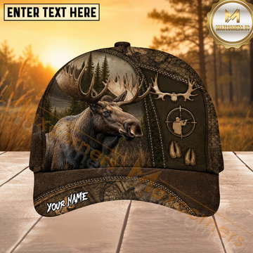 Maxcorners Moose Hunting Leather Patch Personalized 3D Cap