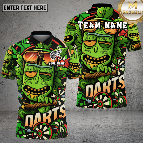 Maxcorners Funny Green Leaf Dartboard Cartoon Multioptions Personalized Name, Team Name Unisex 3D Shirt (4 Colors)