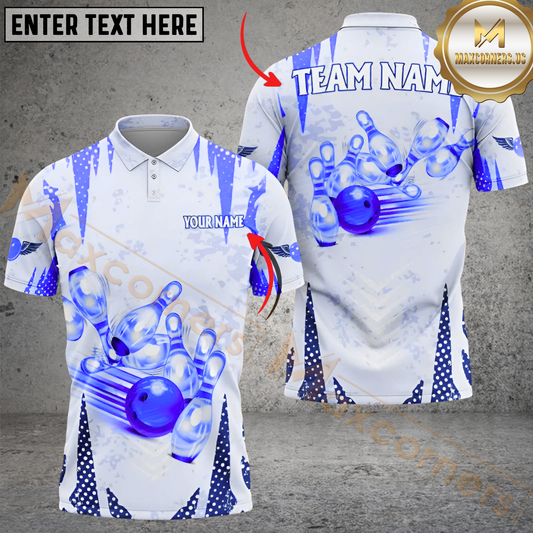 Maxcorners Bowling Storm Multicolor Personalized Name, Team Name 3D Shirt