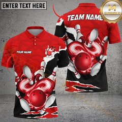 Maxcorners Bowling Storm Personalized Name Men And Women 3D Polo Shirt Custom Bowling Team Jersey (4 Colors)