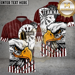 Maxcorners Darts Eagle Offwhite Personalized Name, Team Name Shirt Red TU0207