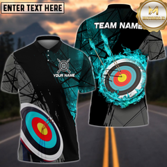 Maxcorners Grunge Flaming Target Archery Personalized Name 3D Shirt