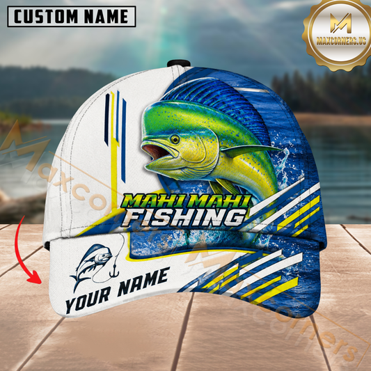 Maxcorners Fishing Blue Wave Personalized Name 3D Cap