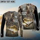 Maxcorners Walleye Fishing Nature Personalized Name, Team Name 3D Long Sleeve Shirt