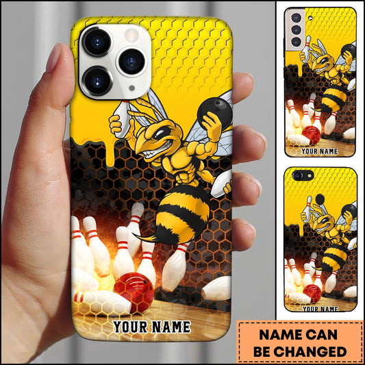 Maxcorners Bowling Honeycomb Bee Strike Personalized Name 3D Phone Case