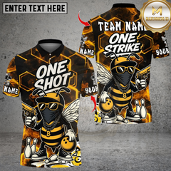 Maxcorners Bowling One Shot HipHop Bee  Personalized Name 3D Unisex Shirt