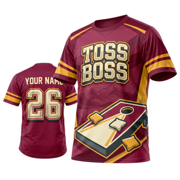 Maxcorners Cornhole Toss Boss Board Personalized Name 3D Unisex Shirt
