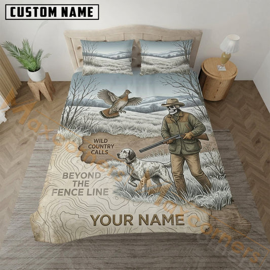 Maxcorners Waterfowl Hunting Vintage Typography Scene Bedding Set 3D Print Custom Name