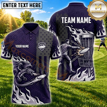 Maxcorners Disc Golf Purple Smoke Player Personalized Name 3D Unisex Shirt