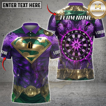 Maxcorners Darts Purple Green Cosmic Armor Neon Pink Dartboard Personalized Name 3D Unisex Shirt