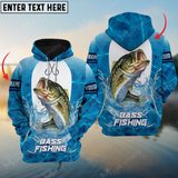 Maxcorners Bass Fishing Blue Wave Personalized Name, Team Name 3D Long Sleeve Shirt