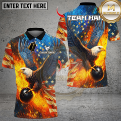 Maxcorners Bowling Sky Eagle US Flag Multicolor Customized Name, Team Name 3D Shirts