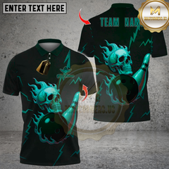 Maxcorners Metal Skull Bowling Multicolor Customized Name, Team Name 3D Shirts