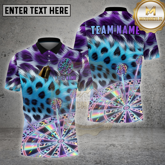 Maxcorners Darts Shirt Leopard Fur Pattern Dartboard Art Multioptions Personalized Name, Team Name 3D Shirt (4 Colors)