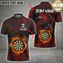 Maxcorners Skull Fire Flame Darts Jersey Multicolor Option Personalized Name, Team Name 3D Polo Shirt