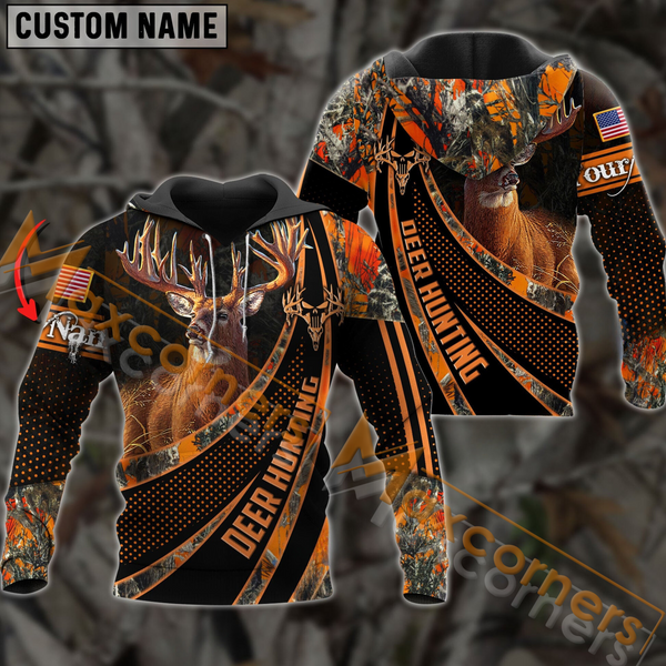 Maxcorners Deer Hunting Camouflage Custom Name Shirt 3D All Over Printed Clothes