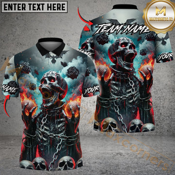 Maxcorners Golf Chain Screaming Skull Design Customized Name, Team Name Shirts