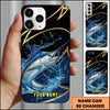 Maxcorners Fishing Phone Case Dynamic Water Splash Black Gold Line Personalized Name Phone Case (8 Fish Species)
