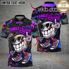 Maxcorner Smile & Swing Urban Golf Polo Shirt Customized Name, Team Name 3D Shirts (4 Colors)
