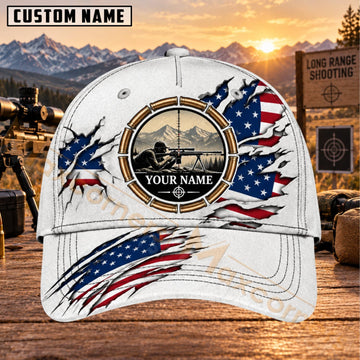Maxcorners Long Range Shooting Patriotic Crosshair Emblem Personalized Name 3D Cap