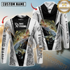 Maxcorners Fishing Black White Hexagon Hoodie Design Sun Protection Personalized Name, Team Name Long Sleeve Hooded