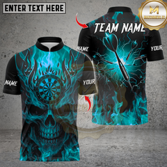 Maxcorners Darts Flaming Skull Dartboard Design Multicolor Customized Name, Team Name 3D Shirts
