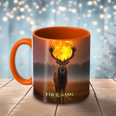 Maxcorners Deer Full Moon Mystical Scene Multicolor Options 3D Ceramic Mug