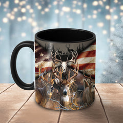 Maxcorners Deer Hunting American Flag Skull Art Multicolor Options 3D Ceramic Mug