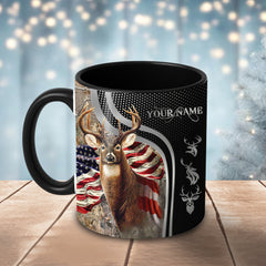 Maxcorners Deer American Flag Modern Graphic Multicolor Options 3D Ceramic Mug