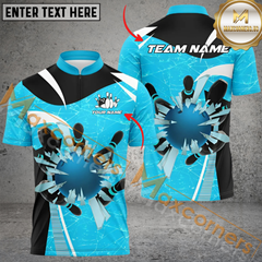Maxcorners Frozen Bowling Jersey Multicolor Option Customized Name, Team Name 3D Polo Shirt