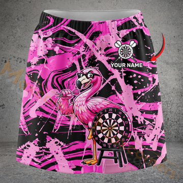 Maxcorners Darts Pink Flamingo Splash Personalized 3D Skirts With Shorts