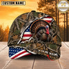 Maxcorners Hunting Wildlife Woodland Camo Ripped American Flag Personalized Name 3D Cap