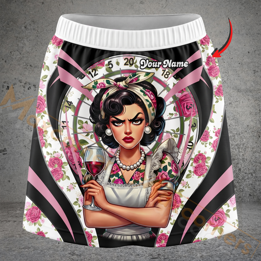 Maxcorners Darts Vintage Floral Lady Personalized 3D Skirts With Shorts
