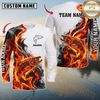Maxcorners Fishing Fire Flame Smoke Design Sun Protection Personalized Name, Team Name Long Sleeve Shirt