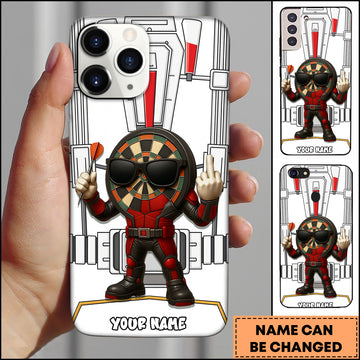 Maxcorners Darts Cool Dartboard Superhero Character Personalized Name 3D Phone Case