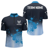 Maxcorners Men's Personalized Darts Shirt With Blue Gradient Splash Dartboard, Darts Jersey LM1605