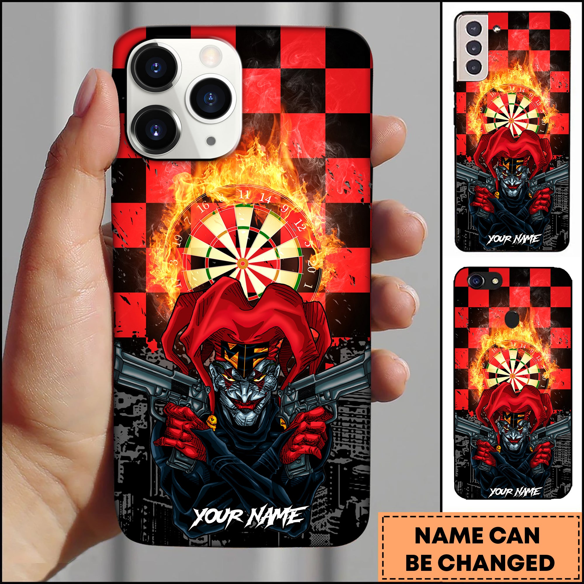 Maxcorners Darts Joker Dartboard Multicolor Personalized Name 3D Phone