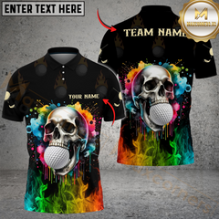 Maxcorners Flaming Golf Skull Personalized Name, Team Name 3D Unisex Shirt