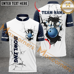 Maxcorners Broken Bowling Jersey Multicolor Option Customized Name, Team Name 3D Polo Shirt