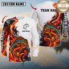 Maxcorners Fishing Fire Flame Smoke Design Sun Protection Personalized Name, Team Name Long Sleeve Shirt
