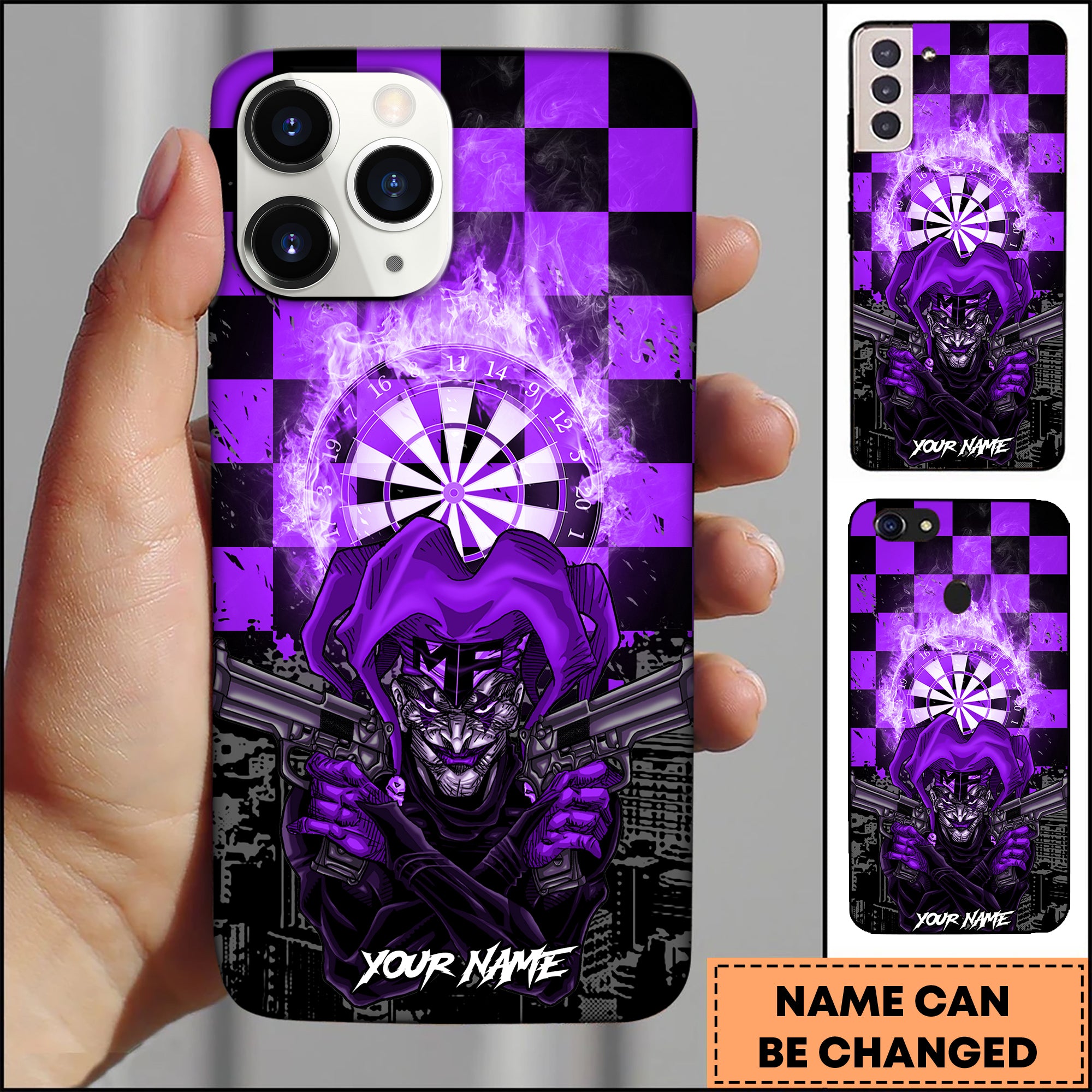Maxcorners Darts Joker Dartboard Multicolor Personalized Name 3D Phone