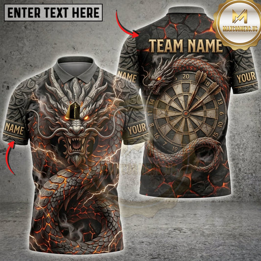 Maxcorners Darts Tribal Dragon And Vintage Dartboard Personalized Name 3D Unisex Shirt