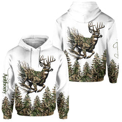 Maxcorners Deer Hunting, Running Deer Personalized Hunting All Over Shirt, Personalized 3D Hoodie For Hunting Lover TU2611