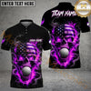 Maxcorners Patriotic Skull Fire Golf Polo Personalized Name, Team Name 3D Shirt (4 Colors)