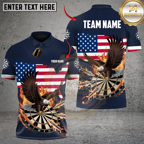 Maxcorners Darts American Eagle Personalized Name 3D Unisex Shirt