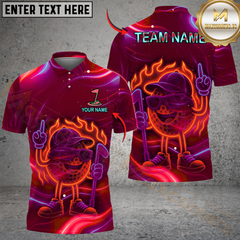 Maxcorners Golf Neon Fire Funny Ball Multicolor Customized Name, Team Name 3D Shirts